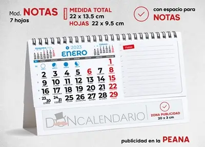 calendarios publicitarios 2023 sobremesa notas