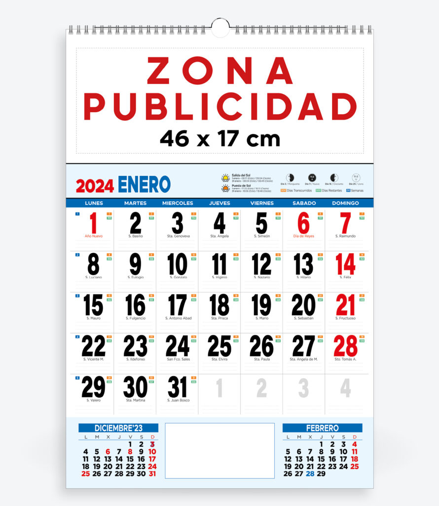 calendarios publicitarios 2024 de pared gigante muy grande mensual