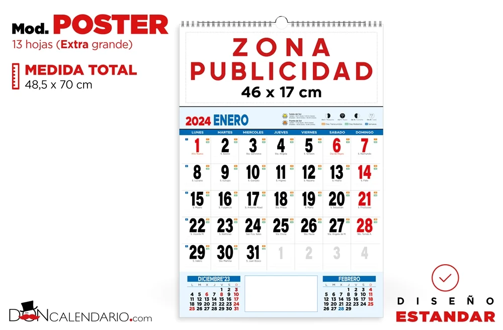 calendarios publicitarios 2024 poster extra grande