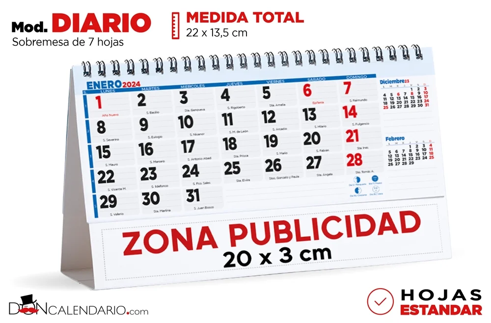 Calendario Personalizado Imán Nevera 31,5×12 cm TODO COLOR