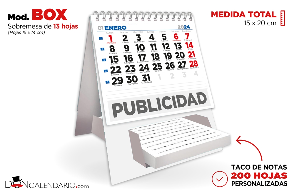 calendario sobremesa taco notas | Calendarios Publicitarios 2026 calendario sobremesa taco notas