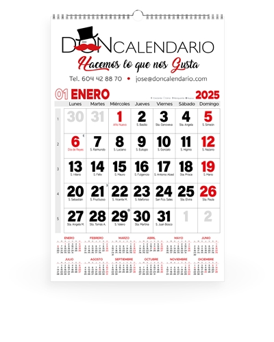 calendario mensual publicitario