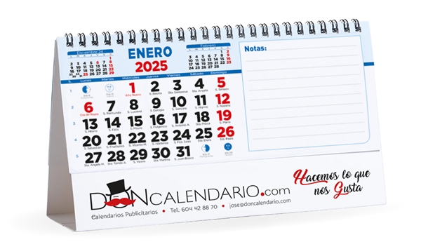 calendario sobremesa notas 2025