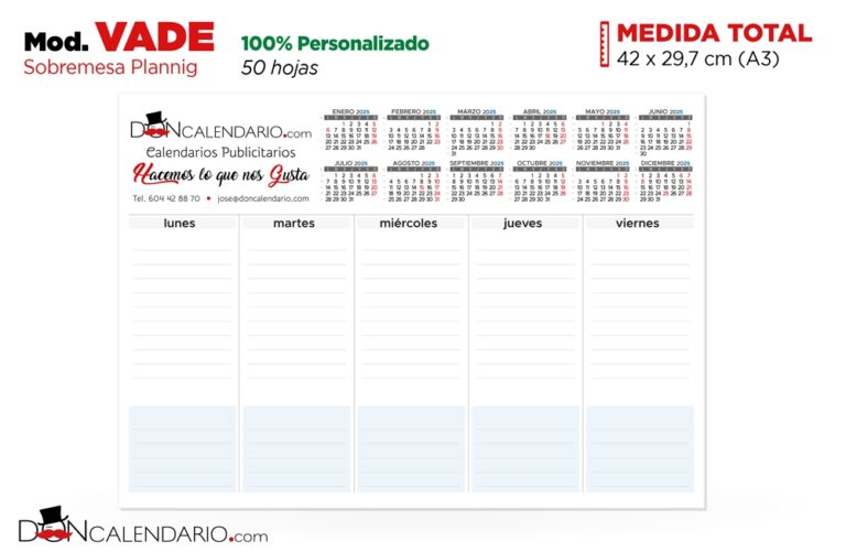 calendario sobremesa planificador A3