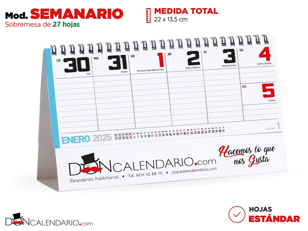 calendario semanario publicidad