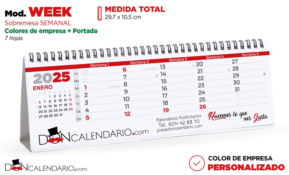 calendario sobremesa semanal