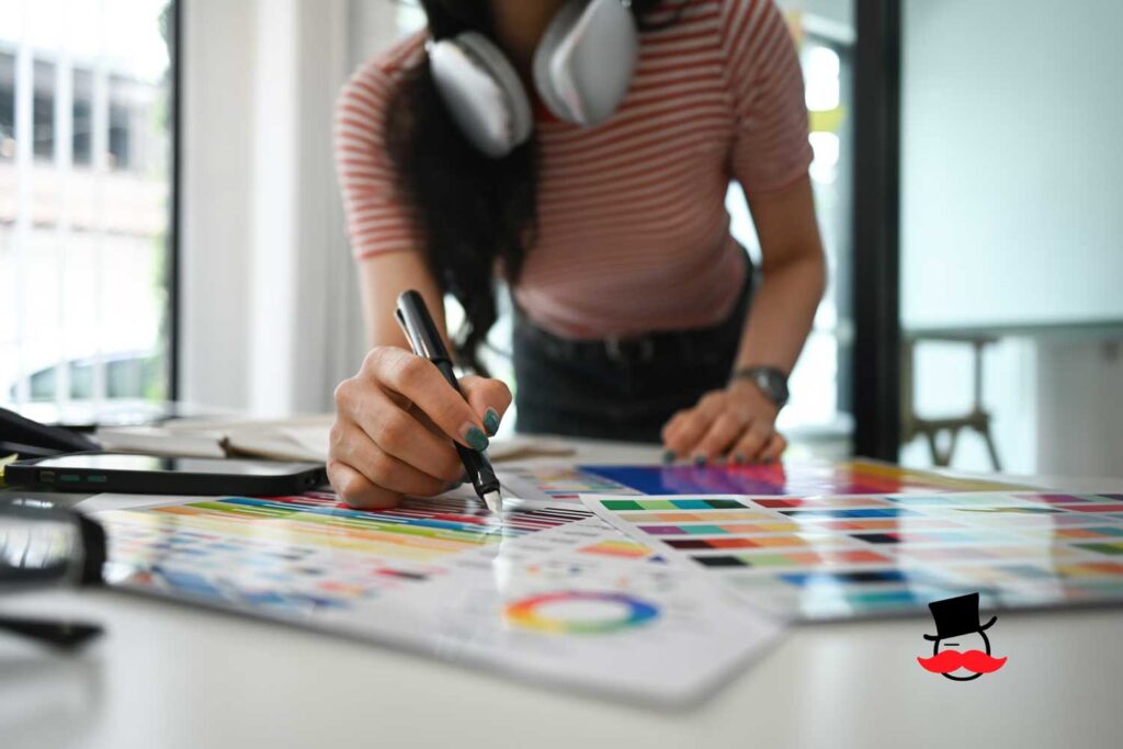 mujer diseñando en un escritorio