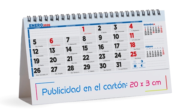 Calendario sobremesa 2026 notas planificador