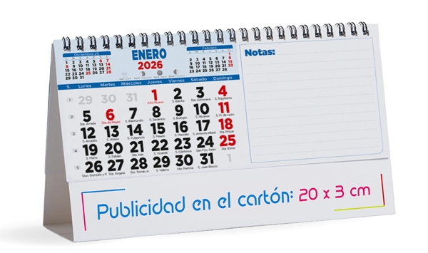 Calendario sobremesa 2026 notas