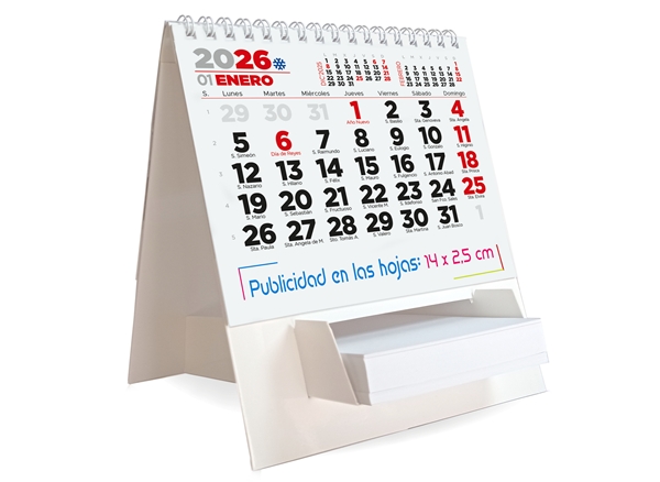 Calendario sobremesa 2026 taco de notas Box 1