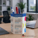 Calendario cubilete portalápices personalizado.
