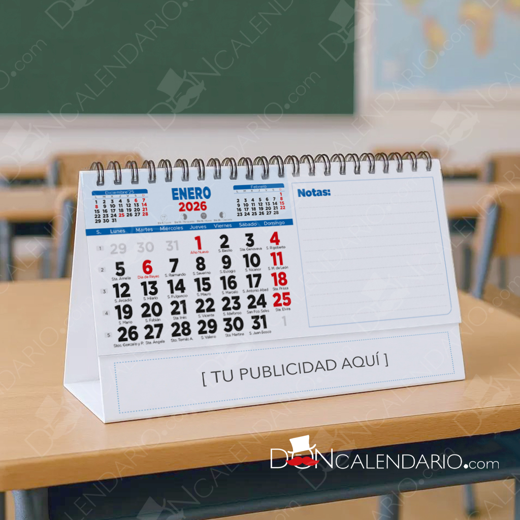 Calendario de mesa con un espacio para anotar.