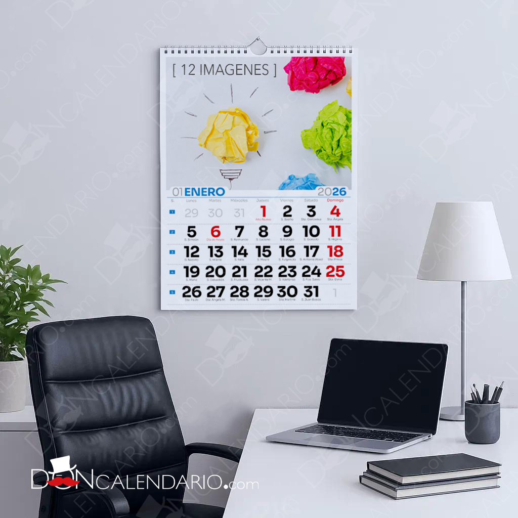 Calendario de pared de 13 hojas tamaño A3.