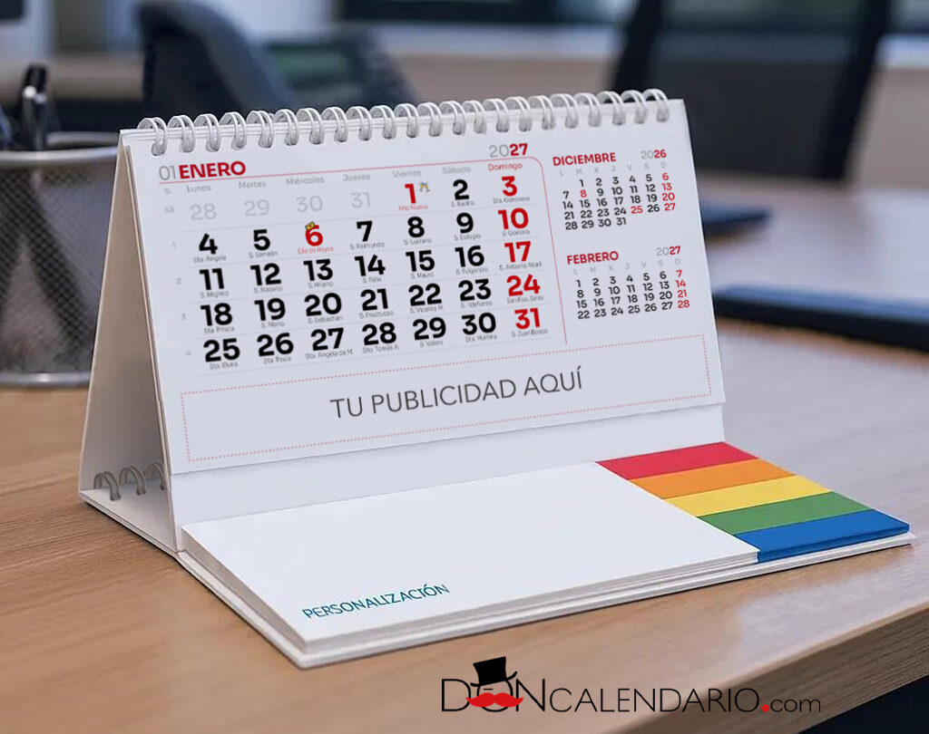Calendario de mesa notas post its de colores e1776185066113