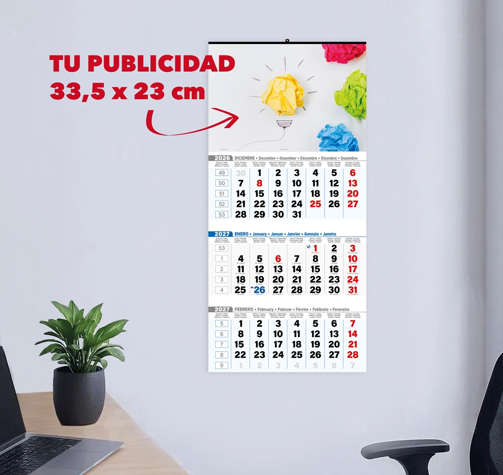 Calendario faldilla europea 3 meses