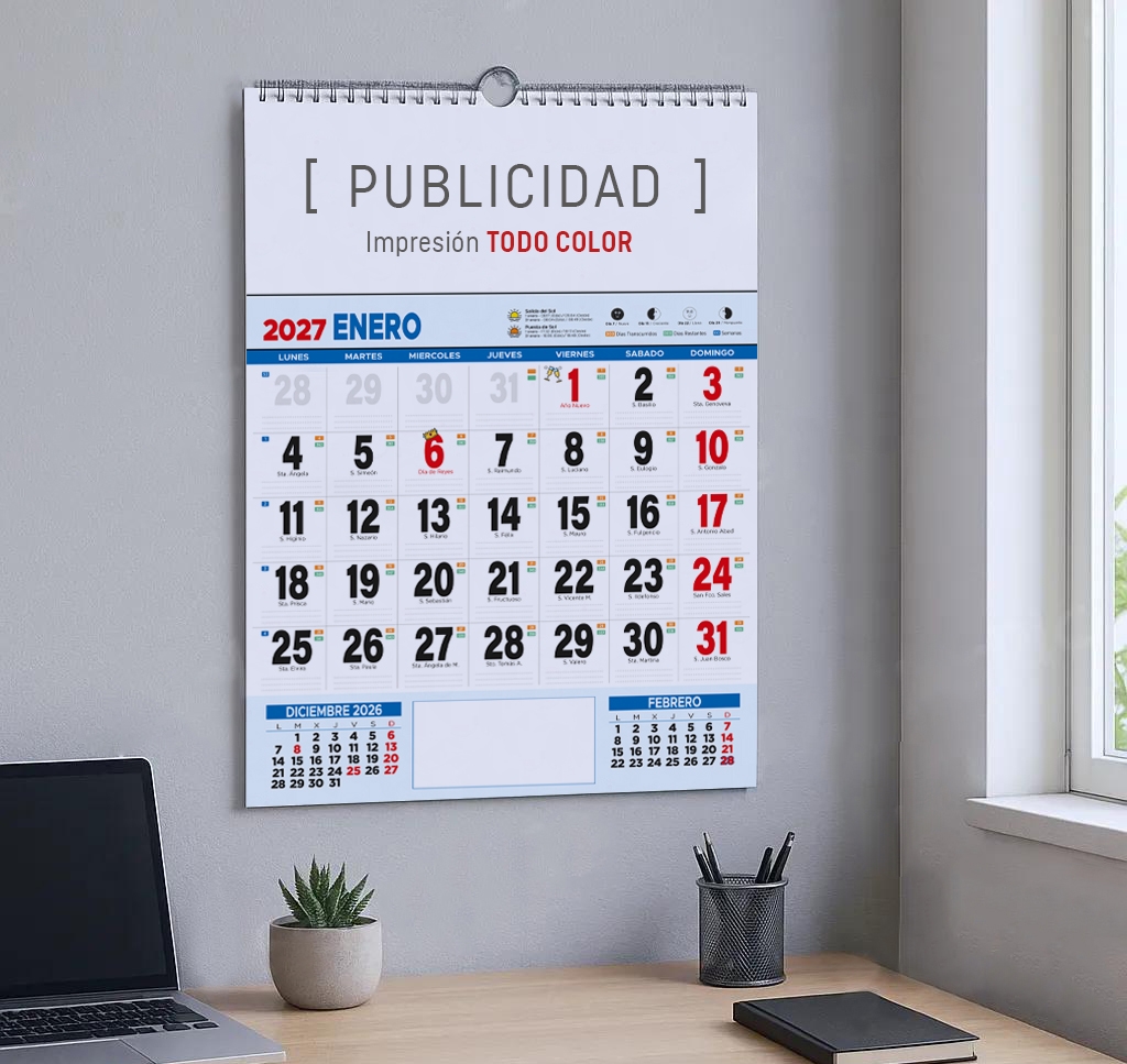 Calendario pared poster publicidad