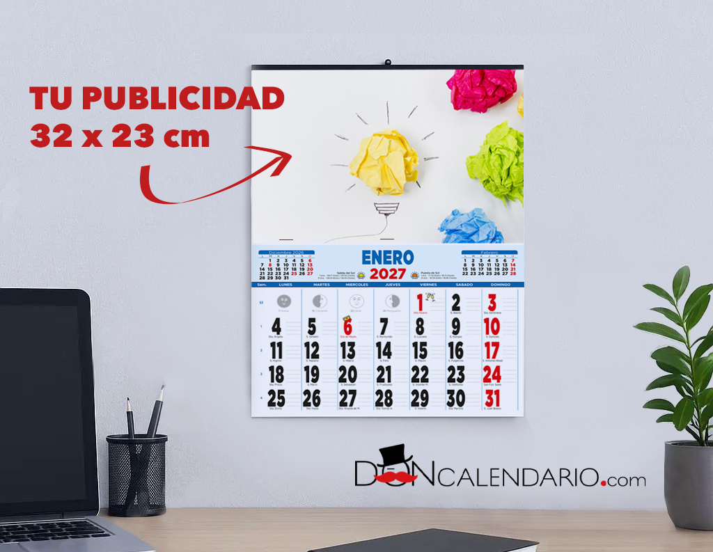 Calendario pared publicidad cartela imagen faldon mensual 335